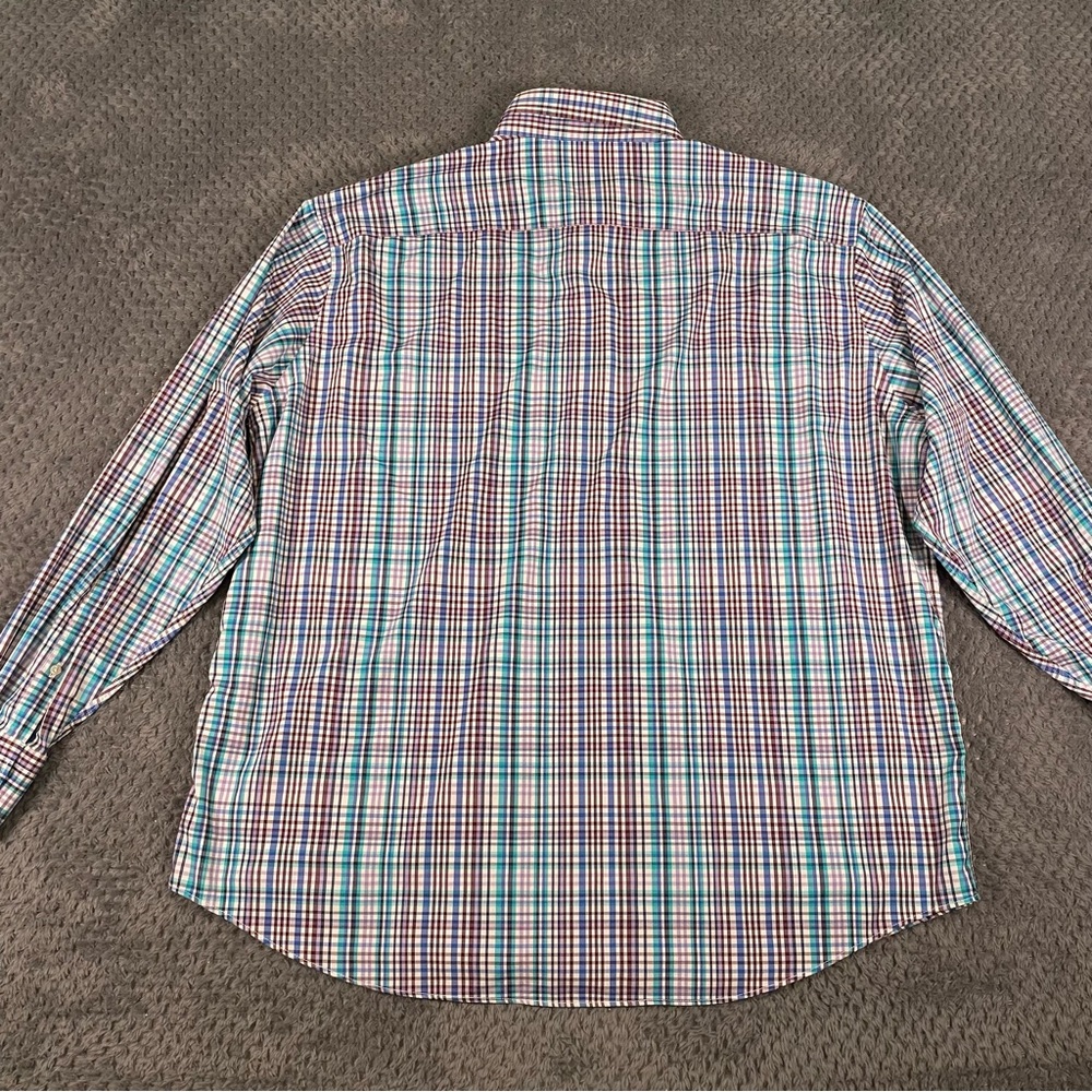 Peter Millar Men's Summer Comfort Button Up Shirt XXL Blue Purple Plaid Preppy - Picture 9 of 12